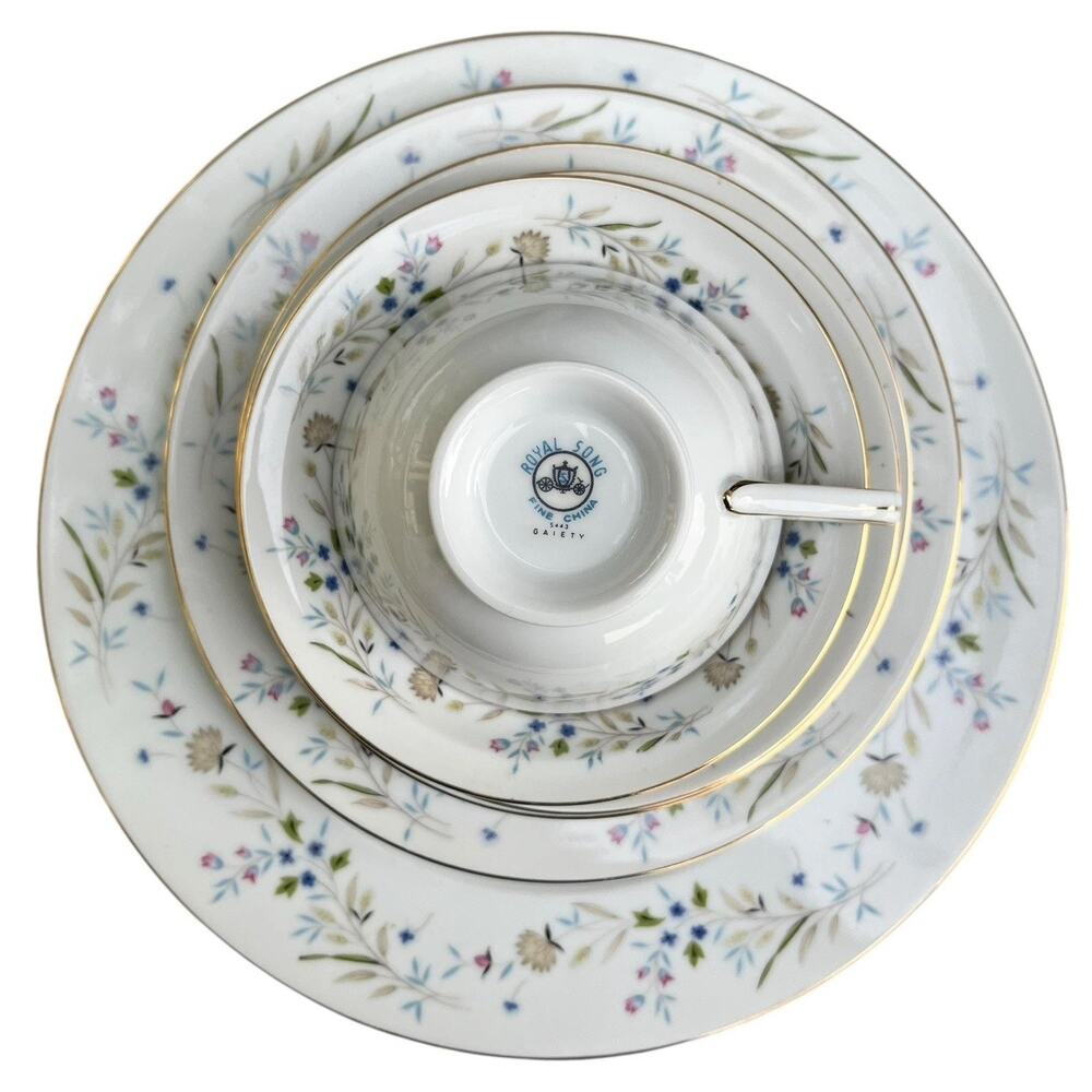 Royal Song | 6 Piece Fine China Dinner Replacement Set 5443 Gaiety Vtg MCM
